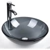 Puluomis Gray Glass Round Vessel Sink with Faucet Pop Up Drain Set 1 Puluomis Gray Glass Round Vessel Sink with Faucet Pop Up Drain Set -Bathroom Sinks Sales gray puluomis vessel sinks usbg003 64 1000