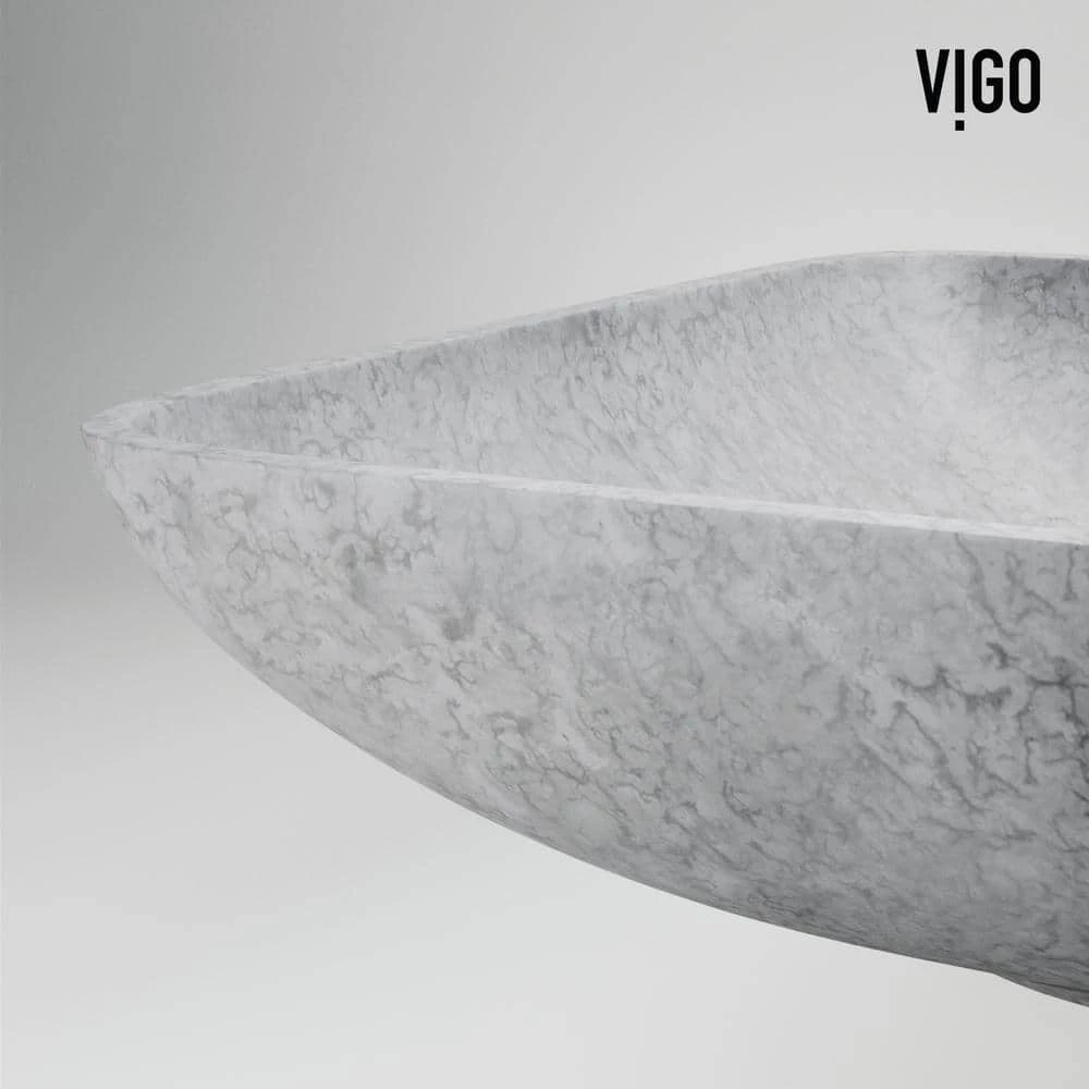 VIGO Concreto Stone 22 in. Concrete Rectangular Vessel Bathroom Sink in Gray 11 VIGO Concreto Stone 22 in. Concrete Rectangular Vessel Bathroom Sink in Gray - Image 9