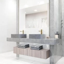 VIGO Concreto Stone Concrete Square Vessel Bathroom Sink in Gray -Bathroom Sinks Sales gray vigo vessel sinks vg04057 1f 1000