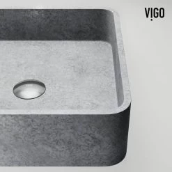 VIGO Concreto Stone Concrete Square Vessel Bathroom Sink in Gray -Bathroom Sinks Sales gray vigo vessel sinks vg04057 a0 1000