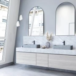 VIGO Concreto Stone 24 in. Concrete Rectangular Vessel Bathroom Sink in Gray -Bathroom Sinks Sales gray vigo vessel sinks vg04060 31 1000