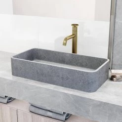 VIGO Concreto Stone 24 in. Concrete Rectangular Vessel Bathroom Sink in Gray -Bathroom Sinks Sales gray vigo vessel sinks vg04060 40 1000