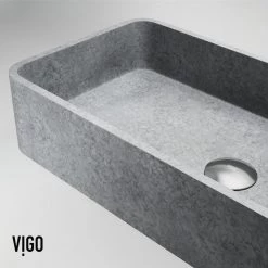 VIGO Concreto Stone 24 in. Concrete Rectangular Vessel Bathroom Sink in Gray -Bathroom Sinks Sales gray vigo vessel sinks vg04060 77 1000