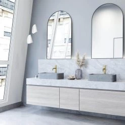 VIGO Concreto Stone 20 in. Concrete Rectangular Vessel Bathroom Sink in Gray -Bathroom Sinks Sales gray vigo vessel sinks vg04062 31 1000