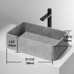 VIGO Concreto Stone 20 in. Concrete Rectangular Vessel Bathroom Sink in Gray -Bathroom Sinks Sales gray vigo vessel sinks vg04062 66 1000