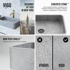 VIGO Concreto Stone 20 in. Concrete Rectangular Vessel Bathroom Sink in Gray -Bathroom Sinks Sales gray vigo vessel sinks vg04062 77 1000