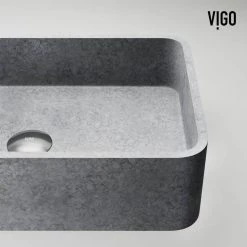 VIGO Concreto Stone 20 in. Concrete Rectangular Vessel Bathroom Sink in Gray -Bathroom Sinks Sales gray vigo vessel sinks vg04062 a0 1000