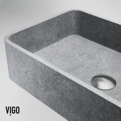 VIGO Concreto Stone 20 in. Concrete Rectangular Vessel Bathroom Sink in Gray -Bathroom Sinks Sales gray vigo vessel sinks vg04062 fa 1000