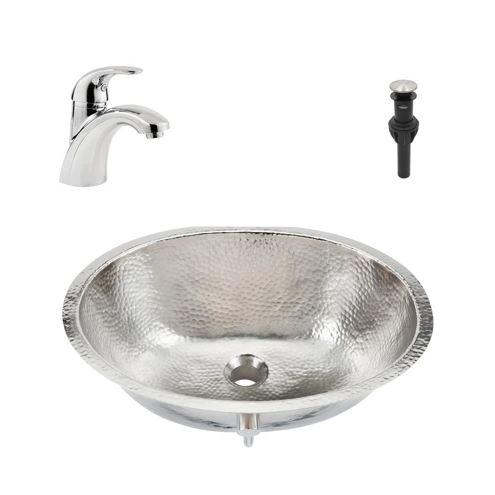 SINKOLOGY Pavlov All-in-One 19.25 in. Undermount Bathroom Sink with Pfister Parisa Faucet in Hammered Nickel 3 SINKOLOGY Pavlov All-in-One 19.25 in. Undermount Bathroom Sink with Pfister Parisa Faucet in Hammered Nickel