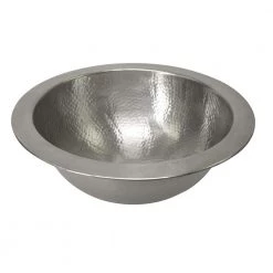 Barclay Products Self-Rimming Round Bathroom Sink in Hammered Pewter
