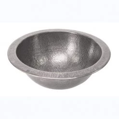 Barclay Products Self-Rimming Round Bathroom Sink in Hammered Pewter