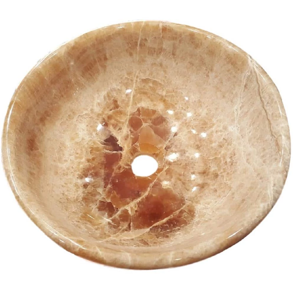 TashMart Round Natural Stone Vessel Sink in Gold 4 TashMart Round Natural Stone Vessel Sink in Gold - Image 2