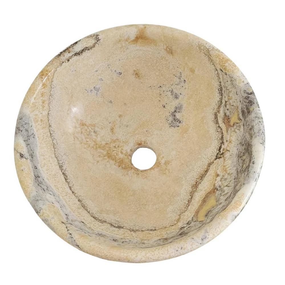 TashMart Round Natural Stone Vessel Sink in Gold 5 TashMart Round Natural Stone Vessel Sink in Gold - Image 3