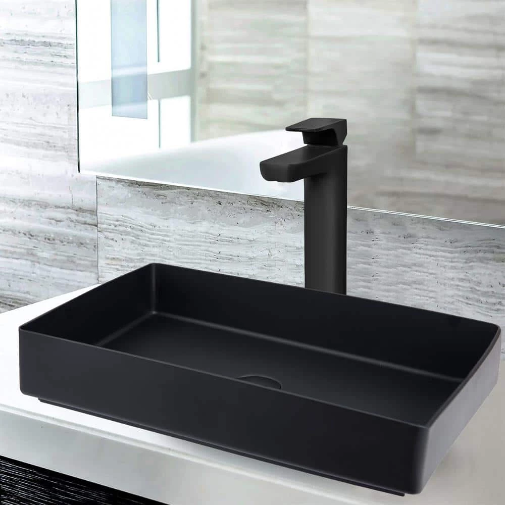 AKDY 20.6 in. W x 13.5 in. L Stainless Steel Vessel Sink with High Arc Faucet and Pop-Up Drain in Matte Black 3 AKDY 20.6 in. W x 13.5 in. L Stainless Steel Vessel Sink with High Arc Faucet and Pop-Up Drain in Matte Black