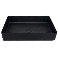 AKDY 20.6 in W x 13.5 in L Stainless Steel Bathroom Vessel Sink with Pop-Up Drain in Matte Black