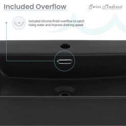 Swiss Madison Claire 24 in. Ceramic Console Sink Basin in Matte Black with Matte White Legs -Bathroom Sinks Sales matte black matte white swiss madison console sinks sm cs791 1d 1000