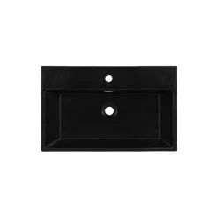 Swiss Madison Claire 24 in. Ceramic Console Sink Basin in Matte Black with Matte White Legs -Bathroom Sinks Sales matte black matte white swiss madison console sinks sm cs791 4f 1000
