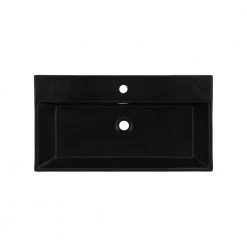 Swiss Madison Claire 30 in. Ceramic Console Sink Basin and Legs Combo in Matte Black Basin with Matte White Legs -Bathroom Sinks Sales matte black matte white swiss madison console sinks sm cs792 4f 1000