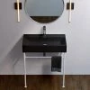Swiss Madison Claire 30 in. Ceramic Console Sink Basin and Legs Combo in Matte Black Basin with Matte White Legs -Bathroom Sinks Sales matte black matte white swiss madison console sinks sm cs792 64 1000