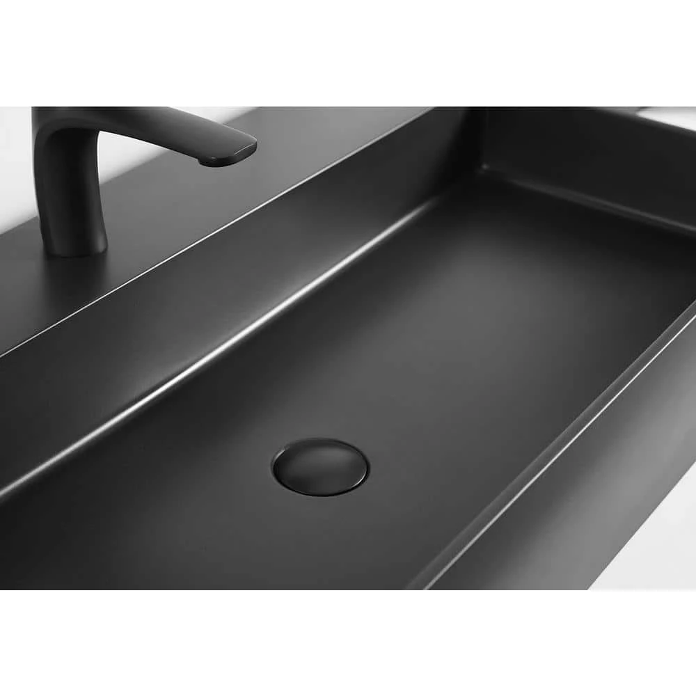 SERENE VALLEY 26 in. Wall-Mount Install or On Countertop Bathroom Sink with Single Faucet Hole in Matte Black 4 SERENE VALLEY 26 in. Wall-Mount Install or On Countertop Bathroom Sink with Single Faucet Hole in Matte Black - Image 2