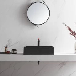 SERENE VALLEY 26 in. Wall-Mount Install or On Countertop Bathroom Sink with Single Faucet Hole in Matte Black 13 SERENE VALLEY 26 in. Wall-Mount Install or On Countertop Bathroom Sink with Single Faucet Hole in Matte Black -Bathroom Sinks Sales matte black serene valley wall mount sinks svws601 26bk 66 1000