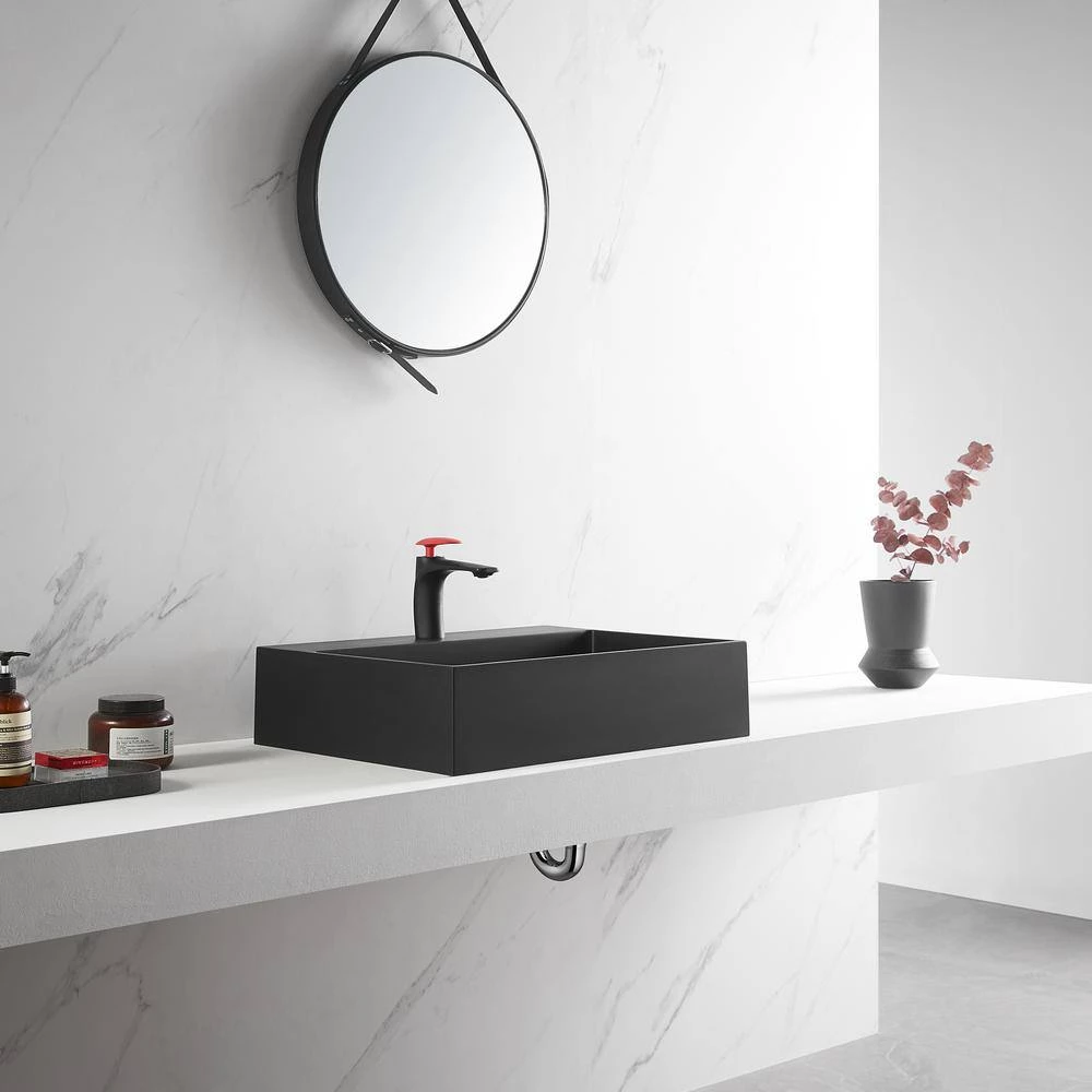 SERENE VALLEY 26 in. Wall-Mount Install or On Countertop Bathroom Sink with Single Faucet Hole in Matte Black 11 SERENE VALLEY 26 in. Wall-Mount Install or On Countertop Bathroom Sink with Single Faucet Hole in Matte Black - Image 9