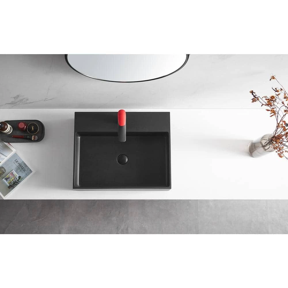 SERENE VALLEY 26 in. Wall-Mount Install or On Countertop Bathroom Sink with Single Faucet Hole in Matte Black 10 SERENE VALLEY 26 in. Wall-Mount Install or On Countertop Bathroom Sink with Single Faucet Hole in Matte Black - Image 8