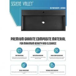 SERENE VALLEY Bathroom Sink, Wall-Mount Install or On Countertop, 40 in. with Single Faucet Hole 17 SERENE VALLEY Bathroom Sink, Wall-Mount Install or On Countertop, 40 in. with Single Faucet Hole -Bathroom Sinks Sales matte black serene valley wall mount sinks svws601 40bk 1f 1000