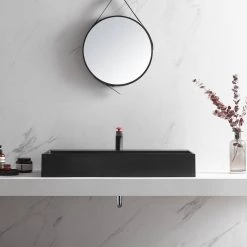 SERENE VALLEY Bathroom Sink, Wall-Mount Install or On Countertop, 40 in. with Single Faucet Hole 18 SERENE VALLEY Bathroom Sink, Wall-Mount Install or On Countertop, 40 in. with Single Faucet Hole -Bathroom Sinks Sales matte black serene valley wall mount sinks svws601 40bk 44 1000