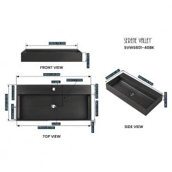 SERENE VALLEY Bathroom Sink, Wall-Mount Install or On Countertop, 40 in. with Single Faucet Hole 16 SERENE VALLEY Bathroom Sink, Wall-Mount Install or On Countertop, 40 in. with Single Faucet Hole -Bathroom Sinks Sales matte black serene valley wall mount sinks svws601 40bk 4f 1000