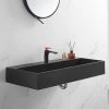 SERENE VALLEY Bathroom Sink, Wall-Mount Install or On Countertop, 40 in. with Single Faucet Hole -Bathroom Sinks Sales matte black serene valley wall mount sinks svws601 40bk 64 1000
