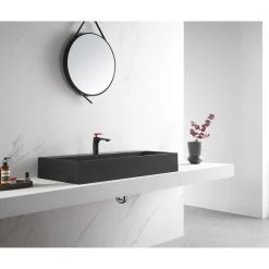 SERENE VALLEY Bathroom Sink, Wall-Mount Install or On Countertop, 40 in. with Single Faucet Hole 20 SERENE VALLEY Bathroom Sink, Wall-Mount Install or On Countertop, 40 in. with Single Faucet Hole -Bathroom Sinks Sales matte black serene valley wall mount sinks svws601 40bk 76 1000