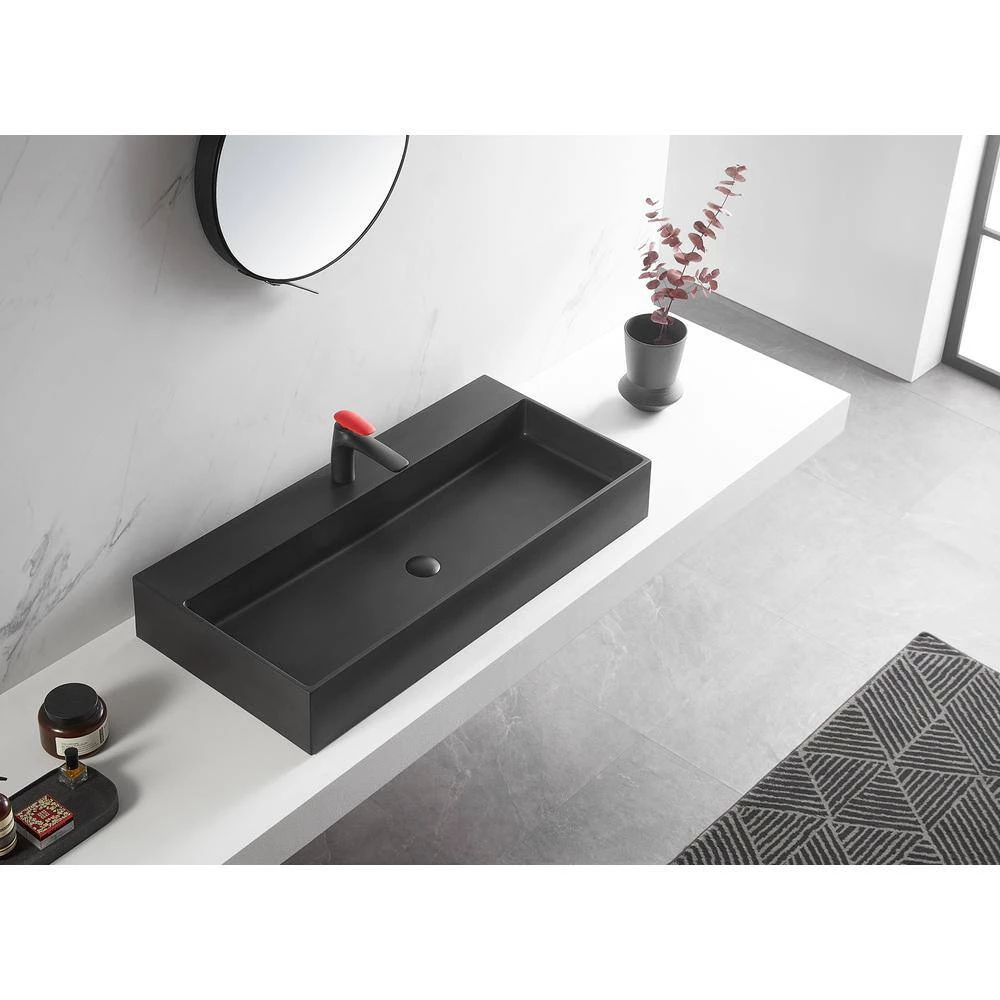 SERENE VALLEY Bathroom Sink, Wall-Mount Install or On Countertop, 40 in. with Single Faucet Hole 10 SERENE VALLEY Bathroom Sink, Wall-Mount Install or On Countertop, 40 in. with Single Faucet Hole - Image 8