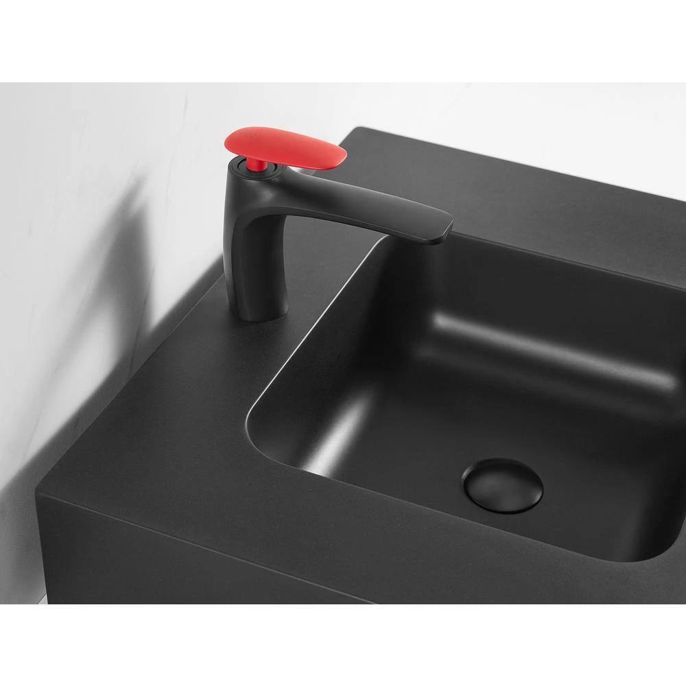 SERENE VALLEY 26 in. Wall-Mount Install or On Countertop Bathroom Composite Sink with Single Faucet Hole in Matte Black 4 SERENE VALLEY 26 in. Wall-Mount Install or On Countertop Bathroom Composite Sink with Single Faucet Hole in Matte Black - Image 2