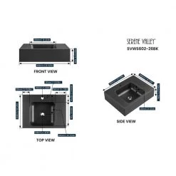 SERENE VALLEY 26 in. Wall-Mount Install or On Countertop Bathroom Composite Sink with Single Faucet Hole in Matte Black 16 SERENE VALLEY 26 in. Wall-Mount Install or On Countertop Bathroom Composite Sink with Single Faucet Hole in Matte Black -Bathroom Sinks Sales matte black serene valley wall mount sinks svws602 26bk 1f 1000