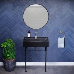 Swiss Madison Claire 24 in. Ceramic Matte Black Console Sink Basin Black Legs 21 Swiss Madison Claire 24 in. Ceramic Matte Black Console Sink Basin Black Legs -Bathroom Sinks Sales matte black swiss madison console sinks sm cs781 1d 1000