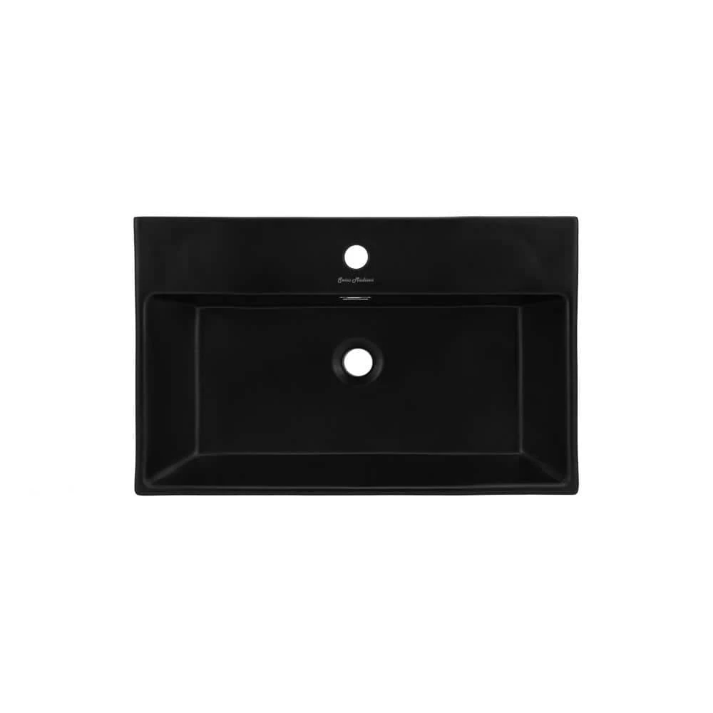 Swiss Madison Claire 24 in. Ceramic Matte Black Console Sink Basin Black Legs 5 Swiss Madison Claire 24 in. Ceramic Matte Black Console Sink Basin Black Legs - Image 3
