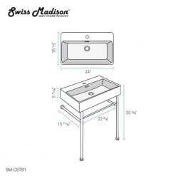 Swiss Madison Claire 24 in. Ceramic Matte Black Console Sink Basin Black Legs 29 Swiss Madison Claire 24 in. Ceramic Matte Black Console Sink Basin Black Legs -Bathroom Sinks Sales matte black swiss madison console sinks sm cs781 76 1000