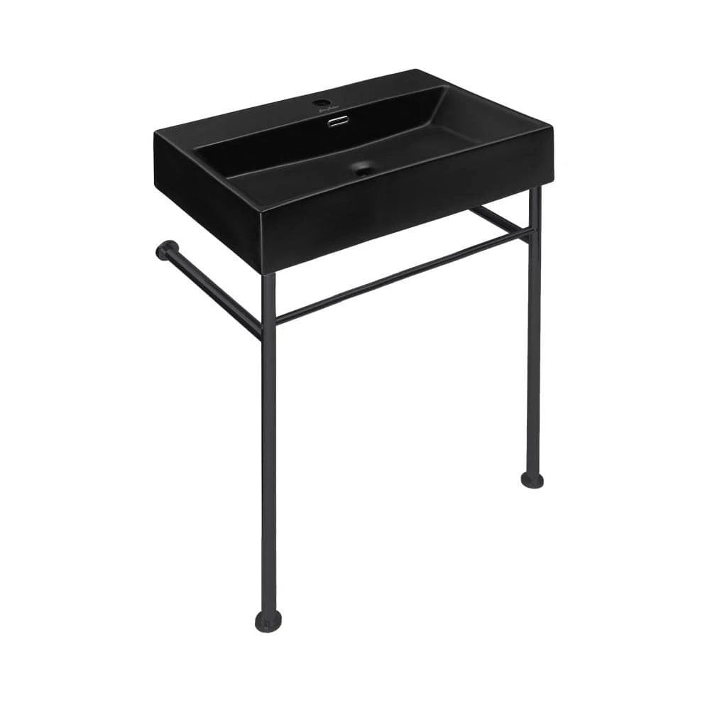 Swiss Madison Claire 24 in. Ceramic Matte Black Console Sink Basin Black Legs 4 Swiss Madison Claire 24 in. Ceramic Matte Black Console Sink Basin Black Legs - Image 2