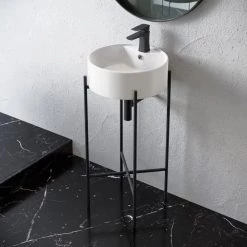 Swiss Madison Monaco Ceramic Matte Black Console Sink Basin and Leg Combo