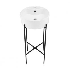 Swiss Madison Monaco Ceramic Matte Black Console Sink Basin and Leg Combo -Bathroom Sinks Sales matte black swiss madison console sinks sm cs800mb fa 1000