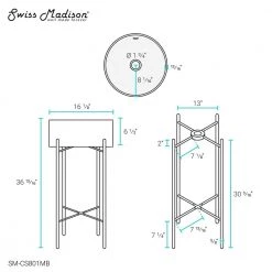 Swiss Madison Monaco Ceramic White and Matte Black Console Sink Basin and Leg Combo -Bathroom Sinks Sales matte black swiss madison console sinks sm cs801mb c3 1000