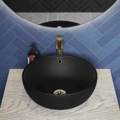 Swiss Madison Sublime 17 in. Matte Black Ceramic Round Vessel Sink -Bathroom Sinks Sales matte black swiss madison vessel sinks sm vs212mb 66 1000