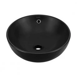 Swiss Madison Sublime 17 in. Matte Black Ceramic Round Vessel Sink -Bathroom Sinks Sales matte black swiss madison vessel sinks sm vs212mb fa 1000