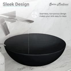 Swiss Madison Classe Vessel Sink in Matte Black -Bathroom Sinks Sales matte black swiss madison vessel sinks sm vs241 1f 1000