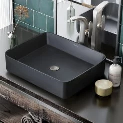 Swiss Madison Concorde Matte Black Ceramic Rectangle Vessel Sink