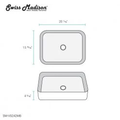 Swiss Madison Concorde Matte Black Ceramic Rectangle Vessel Sink -Bathroom Sinks Sales matte black swiss madison vessel sinks sm vs242mb 76 1000