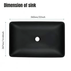TOOLKISS Glass Rectangular Vessel Sink in Matte Black with Faucet and Pop-Up Drain 21 TOOLKISS Glass Rectangular Vessel Sink in Matte Black with Faucet and Pop-Up Drain -Bathroom Sinks Sales matte black toolkiss vessel sinks ad sink mb08 1d 1000