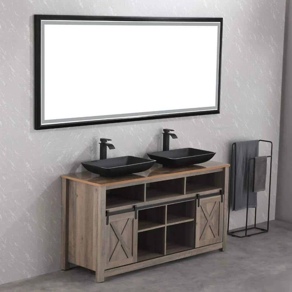 TOOLKISS Glass Rectangular Vessel Sink in Matte Black with Faucet and Pop-Up Drain 12 TOOLKISS Glass Rectangular Vessel Sink in Matte Black with Faucet and Pop-Up Drain - Image 10