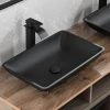 TOOLKISS Glass Rectangular Vessel Sink in Matte Black with Faucet and Pop-Up Drain -Bathroom Sinks Sales matte black toolkiss vessel sinks ad sink mb08 64 1000